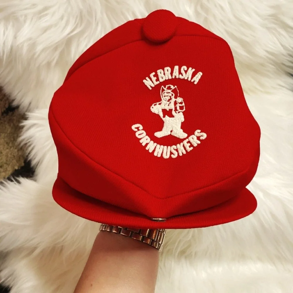 Vintage Nebraska Cornhuskers adjustable hats, red and white